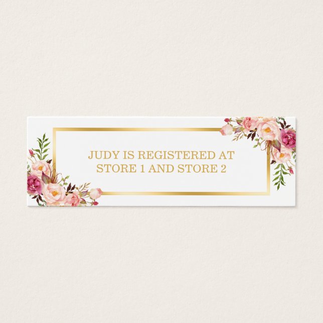 Eleganter Chic Floral Gold Rahmen | Registrierungs (Vorderseite)