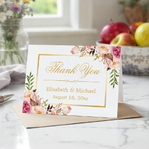 Eleganter Chic Floral Gold Rahmen Vielen Dank Dankeskarte