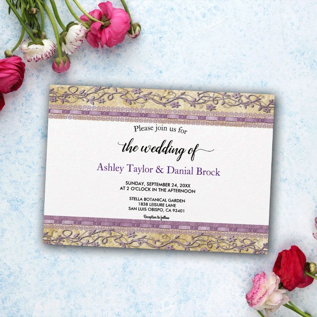 Eleganter Chic Frame Luxury Script Formal Hochzeit Einladung (Von Creator hochgeladen)