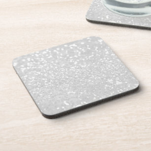 Eleganter Chic-Glamour Weißer Faux-Glitter Getränkeuntersetzer