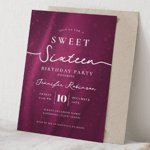 Eleganter Chic Glitter Sweet 16 Geburtstag Hot Pin Einladung