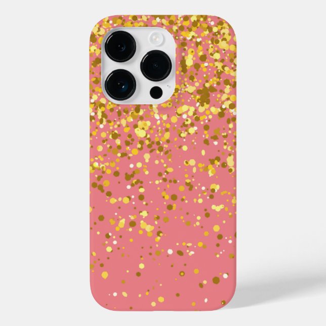 Eleganter Chic Glitzer Gold Pink Case-Mate iPhone Hülle (Rückseite)