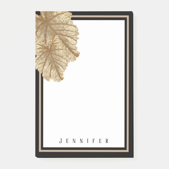 Eleganter Chic Gold Black Personalisiert Post-it Klebezettel (Vorderseite)