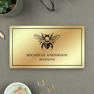 Eleganter Chic Gold Foil Honey Beekeeper Visitenkarte