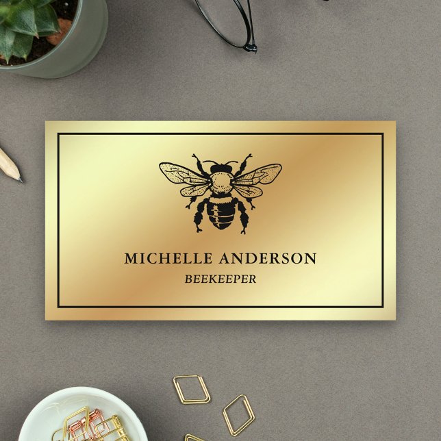 Eleganter Chic Gold Foil Honey Beekeeper Visitenkarte (Von Creator hochgeladen)