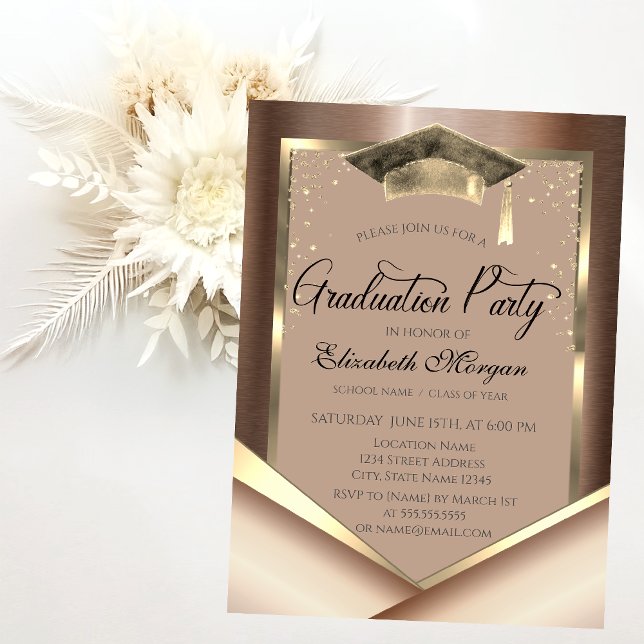 Eleganter Chic Gold Frame Diamonds Abschluss Einladung (Von Creator hochgeladen)