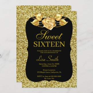 Eleganter Chic Gold Glitzer Gold Rose Sweet 16 Einladung