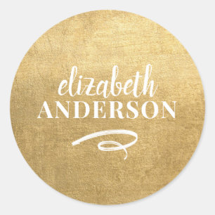 Eleganter Chic Gold Modernes Minimalistisch Runder Aufkleber
