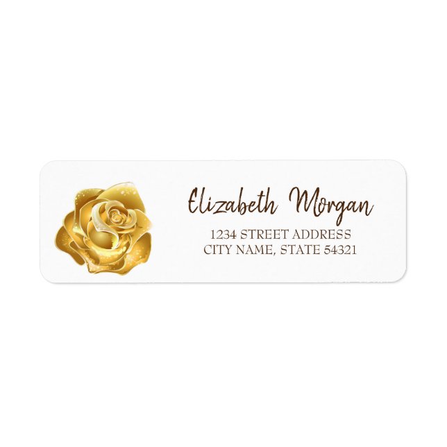 Eleganter Chic, Gold Rose, White Address Label (Vorne)