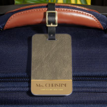 Eleganter Chic goldener Leder braun personalisiert