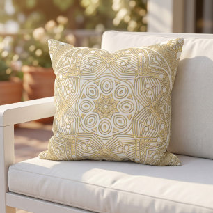 Eleganter Chic Goldener Mandala-Blumenkunst Auf We Kissen