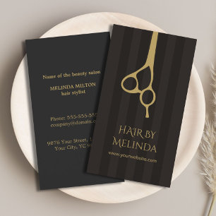 Eleganter Chic Gray Stripes Imitate Goldhaarstil Visitenkarte