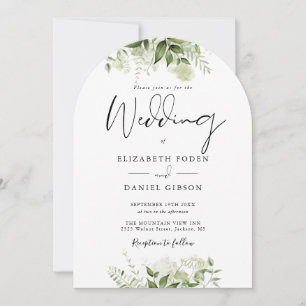 Eleganter Chic Greenery Floral Monogram Wedding Ar Einladung