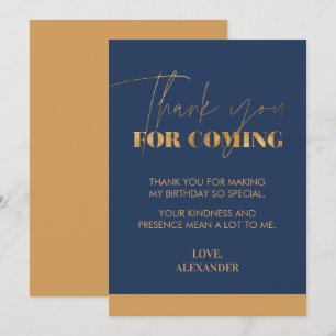 Eleganter Chic handgeschrieben Navy Gold Dankeskarte
