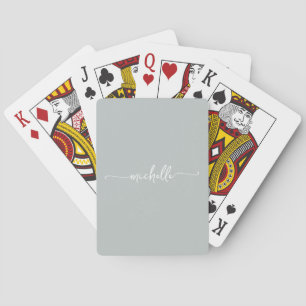 Eleganter Chic Hellgrün Monogramm Name Schriftzug Spielkarten