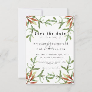 Eleganter Chic Herbst verlässt Hochzeit im Herbst Save The Date