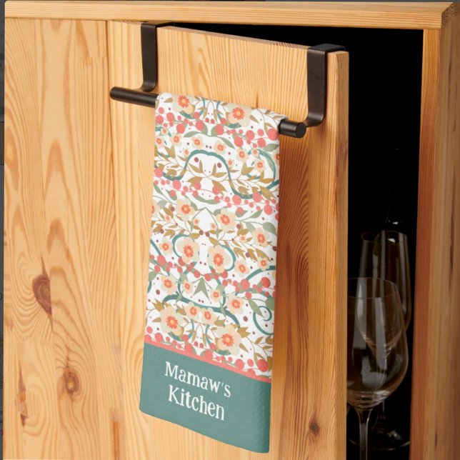 Eleganter Chic Hübsch Floral Individuelle Name Sti Geschirrtuch (Von Creator hochgeladen)