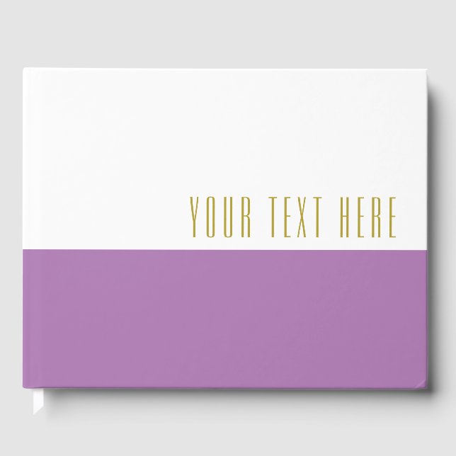 Eleganter Chic Lavender White Color Block Ihr Text Gästebuch (Vorderseite)