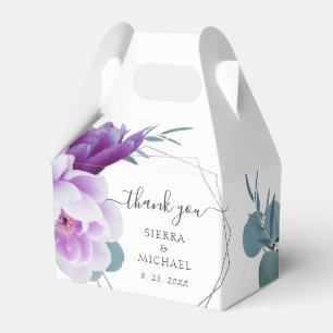 Eleganter Chic Lila und Silberblume Hochzeit Geschenkschachtel