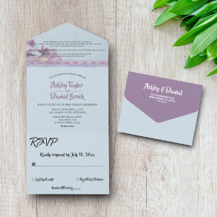 Eleganter Chic Lila Verzierter Glitzer Feierliche  All In One Einladung