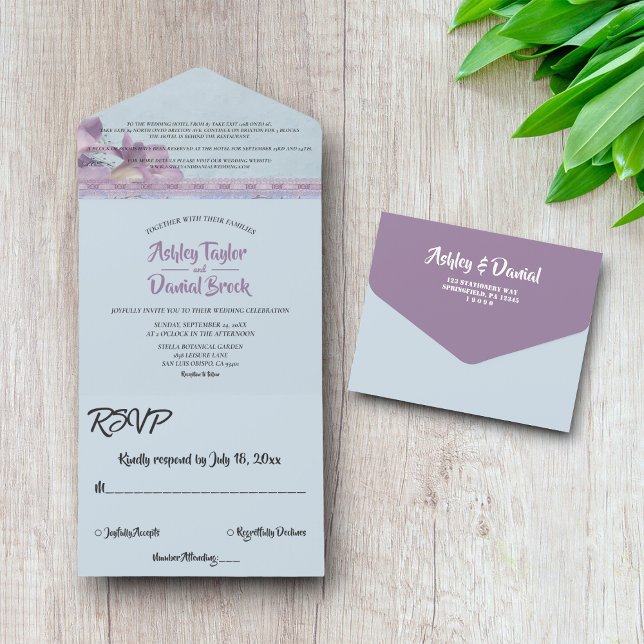 Eleganter Chic Lila Verzierter Glitzer Feierliche  All In One Einladung (Von Creator hochgeladen)