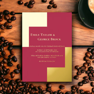 Eleganter Chic Luxury Magenta Gold Frame Wedding Folieneinladung