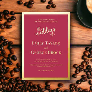 Eleganter Chic Luxury Magenta Gold Frame Wedding Folieneinladung