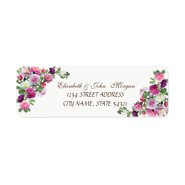 Eleganter Chic Luxus - Rose Adressetikett (Vorne)