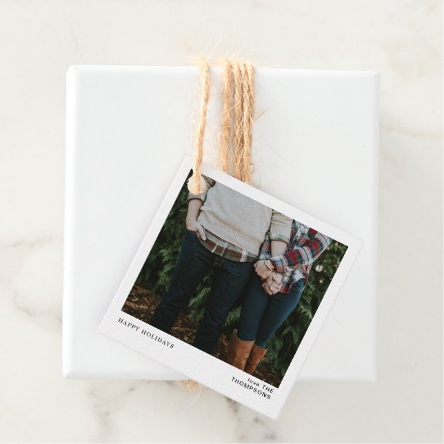 Eleganter Chic Minimalistischer Single Foto Weihna Geschenkanhänger (Beispiel)