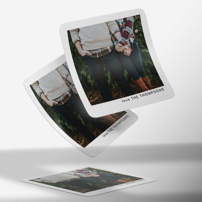 Eleganter Chic Minimalistischer Single Foto Weihna Quadratischer Aufkleber (Von Creator hochgeladen)