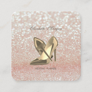 Eleganter Chic Modern Glittery Bokeh-High Heels Quadratische Visitenkarte