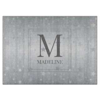 Eleganter Chic Modern White Gray Silver Star Schneidebrett