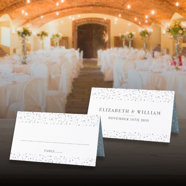 Eleganter Chic Moderne Liebe Herz Confetti Platzkarte (Elegant Chic Modern Love Hearts Confetti Place Card)