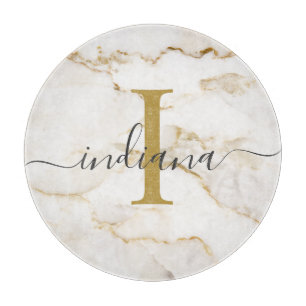 Eleganter Chic Monogram-Marmor-Look Custom Schneidebrett