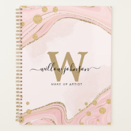 Eleganter Chic Monogram Pink Gold Glitzer Marmor Planer