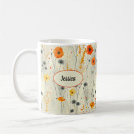 Eleganter Chic Orange Stilvolle Moderne Blume Kaffeetasse