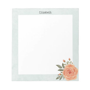 Eleganter Chic Orange Wasserfarben Personalisiert Notizblock