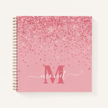 Eleganter Chic Pink Glitzer Glam Monogram Name