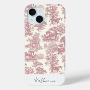 Eleganter Chic Pink Rosa Toile Name Case-Mate iPhone Hülle