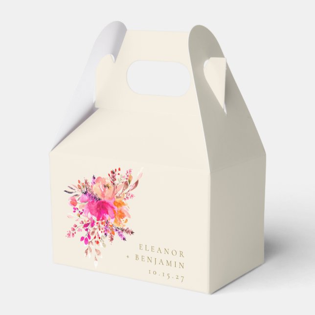 Eleganter Chic Pink Watercolor Blumenzelt Geschenkschachtel (Vorderseite)