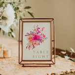 Eleganter Chic Pink Watercolor Blumenzelt Tischnummer<br><div class="desc">Personalisiert Modernes Chic Pink Wasserfarbenflora Elegantes Hochzeitssemble individuelle Tischnummer</div>