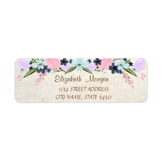 Eleganter Chic Romantic, Blume Adressetikett (Vorne)