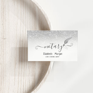 Eleganter Chic Silber Feder Notar Glitter Visitenkarte