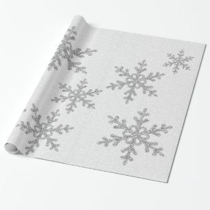 Eleganter Chic silberner Glitter-Schneeflocken-Url Geschenkpapier