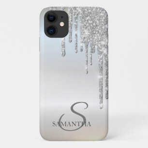 Eleganter Chic Silver Glitzer Tropfen Case-Mate iPhone Hülle
