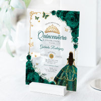 Eleganter Chic Smaragdgrüner Rosen Gold Quinceaner
