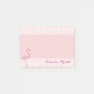 Eleganter Chic Stilmädchen, Spitzen, rosa Flamingo Post-it Klebezettel