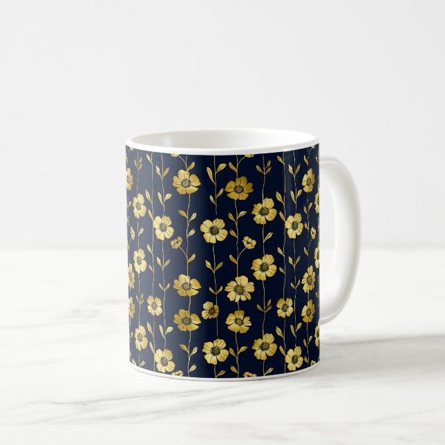Eleganter Chic Stilvoll Feminine Trendy Black Gold Kaffeetasse (VorderseiteRechts)