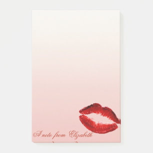 Eleganter Chic Stilvoll Girly, Glittery Rote Lippe Post-it Klebezettel