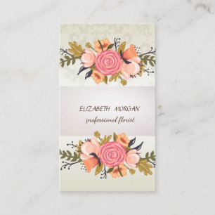 Eleganter Chic Streifen, Spitze, Floral Visitenkarte